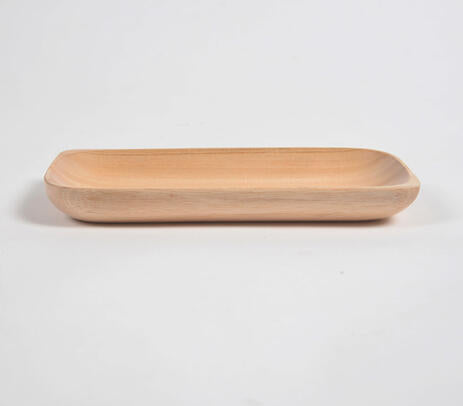 Neem wood platter paired with tableware