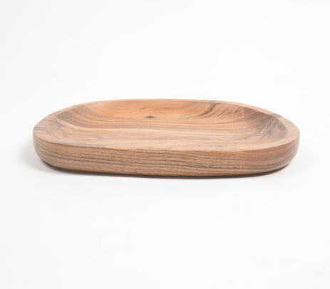 Acacia wood platter back side