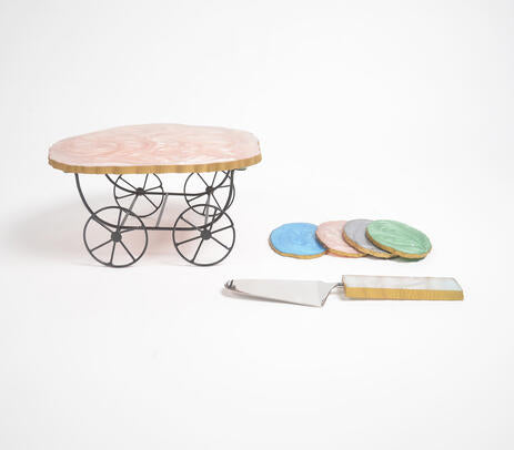 Resin cake stand and server angled product shot