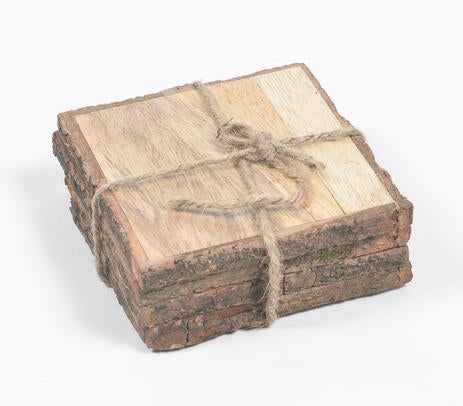 Wooden bark coasters back view