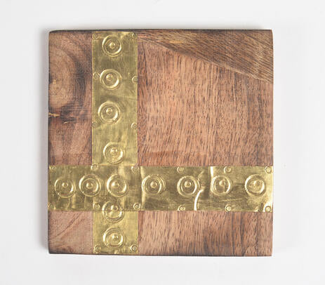Burnt wood coasters with storage box open