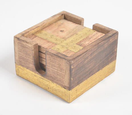 Burnt wood coasters paired with tableware