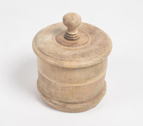 Round wooden jar lifestyle shot