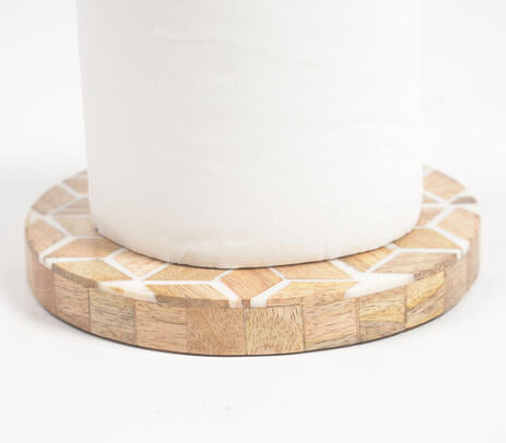 Wooden tissue holder paired with home decor