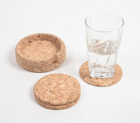 Cork coasters set full view