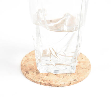 Cork coasters set with storage box open
