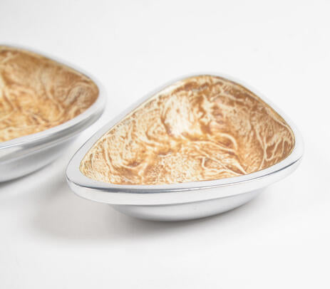 Aluminium bowls paired with tableware