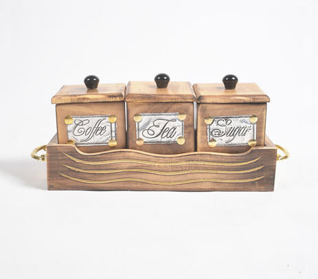 Mango wood storage jars lid detail