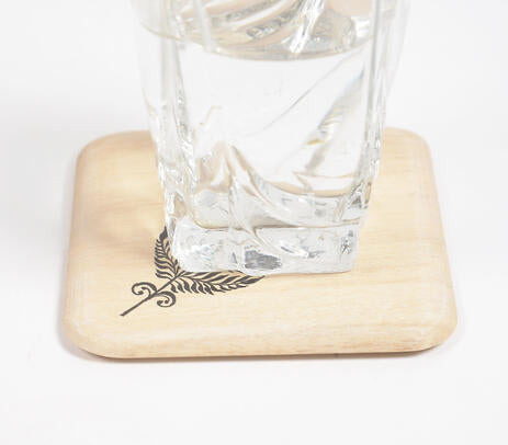 Feather wooden coasters full set view