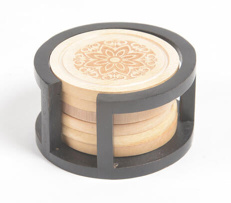 Mandala coasters carved detail