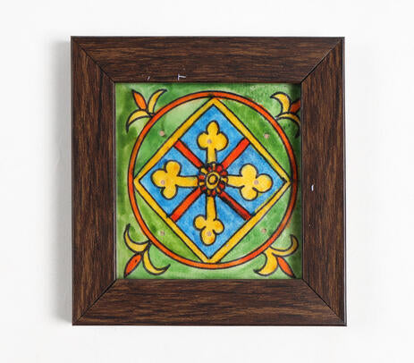 Hand painted leather coasters paired with tableware