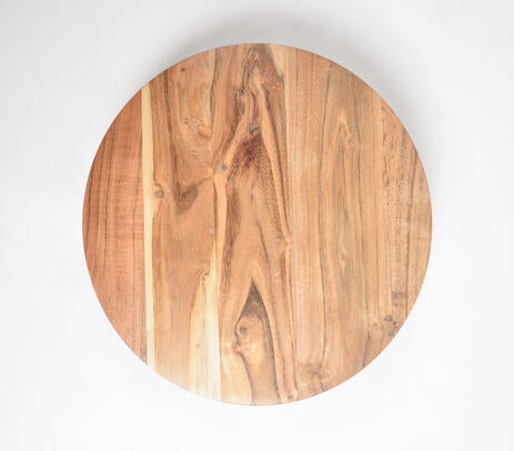 Acacia wood cake stand side view showing 2.5-inch height