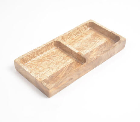 Raw mango wood tray full view