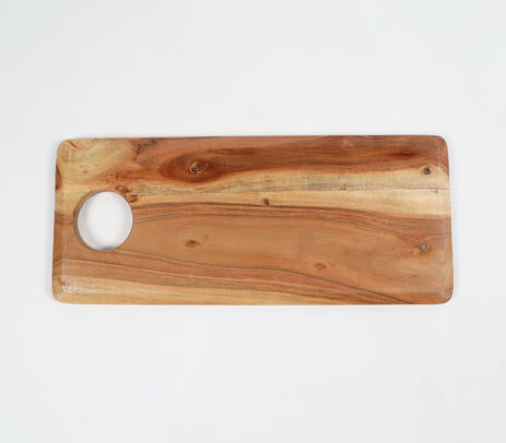 Classic acacia chopping board with knife