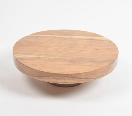 Acacia wood cake stand angled product shot