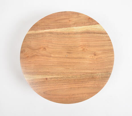Acacia cake stand side view showing 3.75-inch height