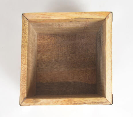 Mango wood cutlery holder full view