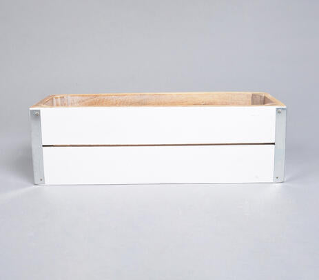 White mango wood storage box detail of carving
