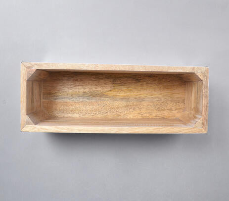 White mango wood storage box back view