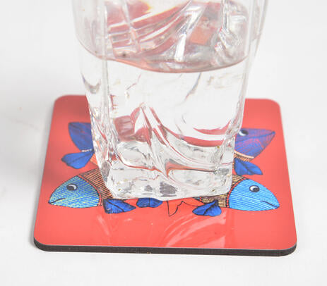 Madhubani fish coasters full set view