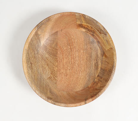 Mango wood salad bowl paired with tableware