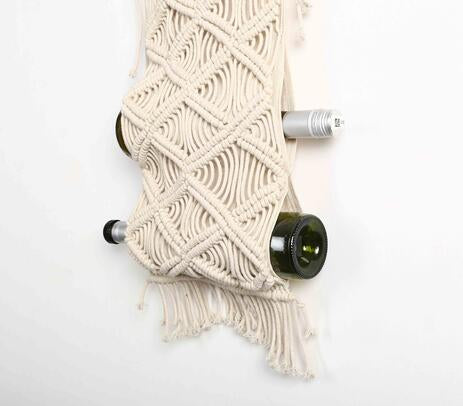 Macrame wine rack full view