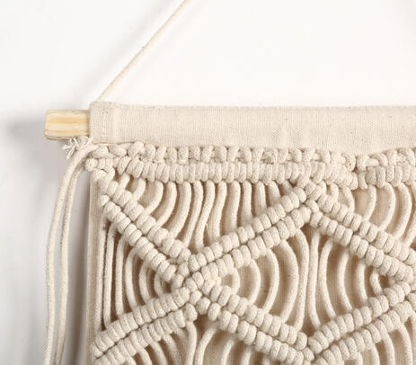 Macrame wine rack detail close-up