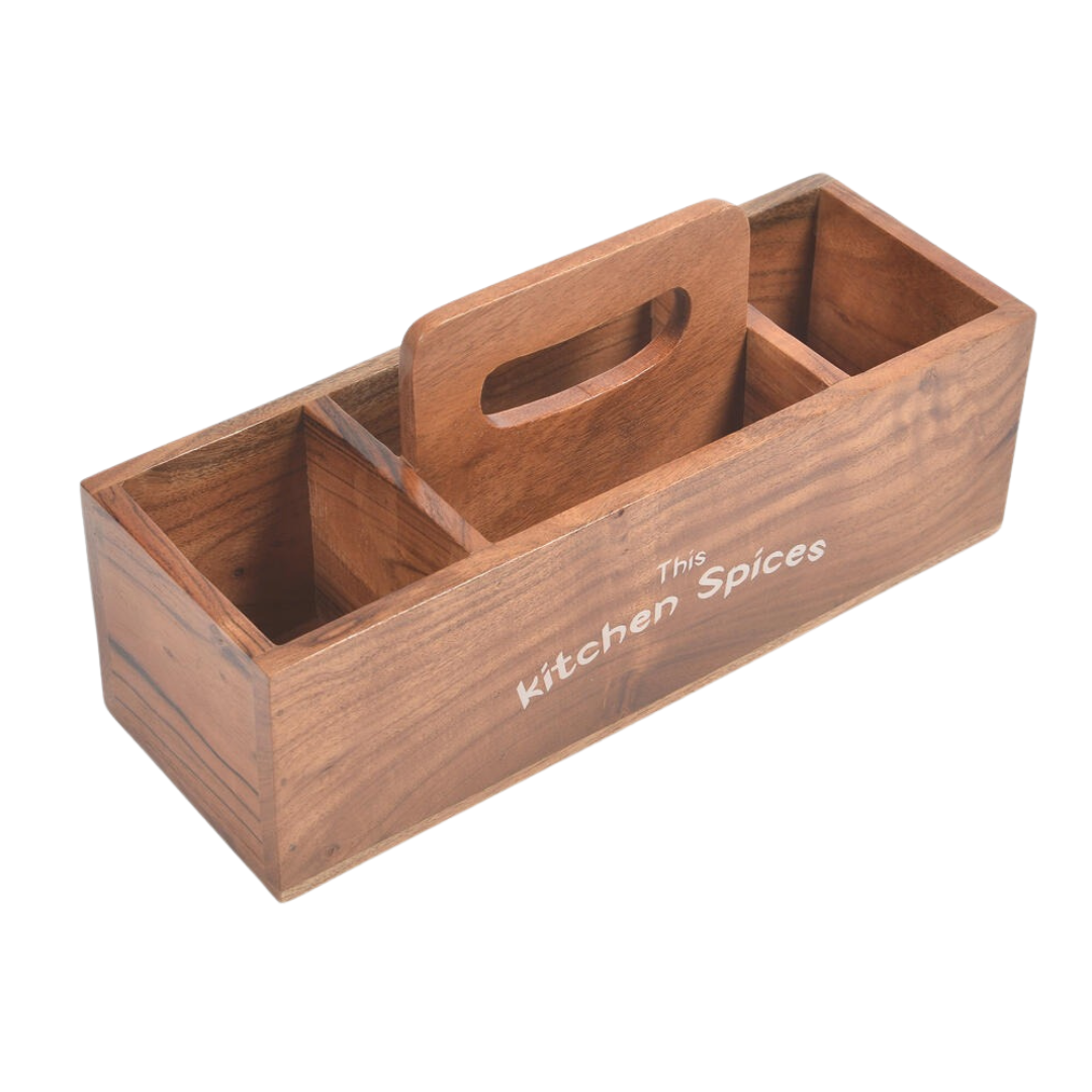 Wooden cutlery holder full view