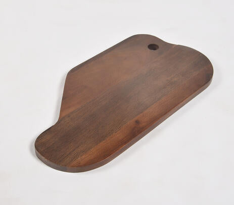 Acacia serving board at an angle