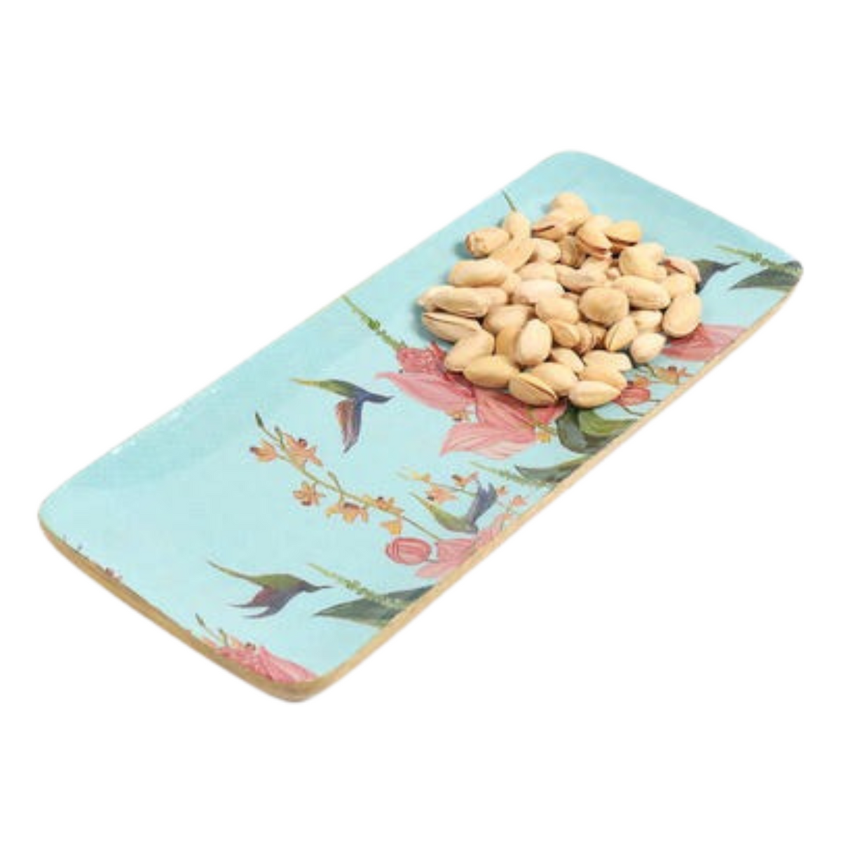 Floral wooden tray back side