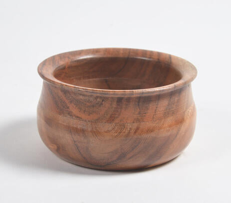 Acacia wood bowl full view