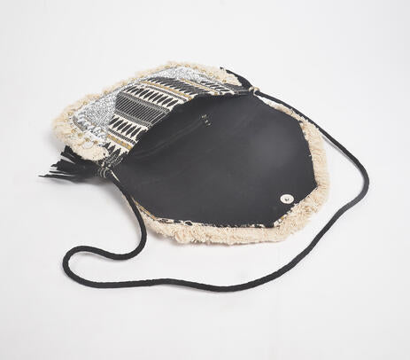Metallic Sequin Embellished & Fringed Sling Bag