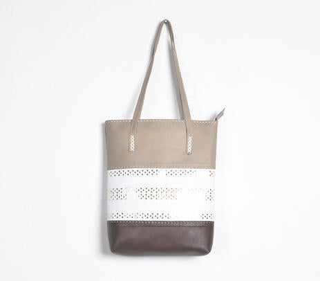 Leather tote bag lifestyle shot