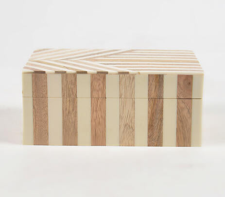 Neutral Striped MDF & Resin Jewelry Box