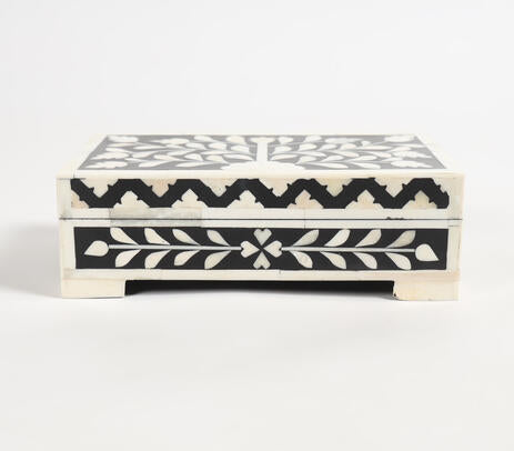 Inlay Work Monochrome Jewelry Box – Handcrafted Artisan Jewelry Storage