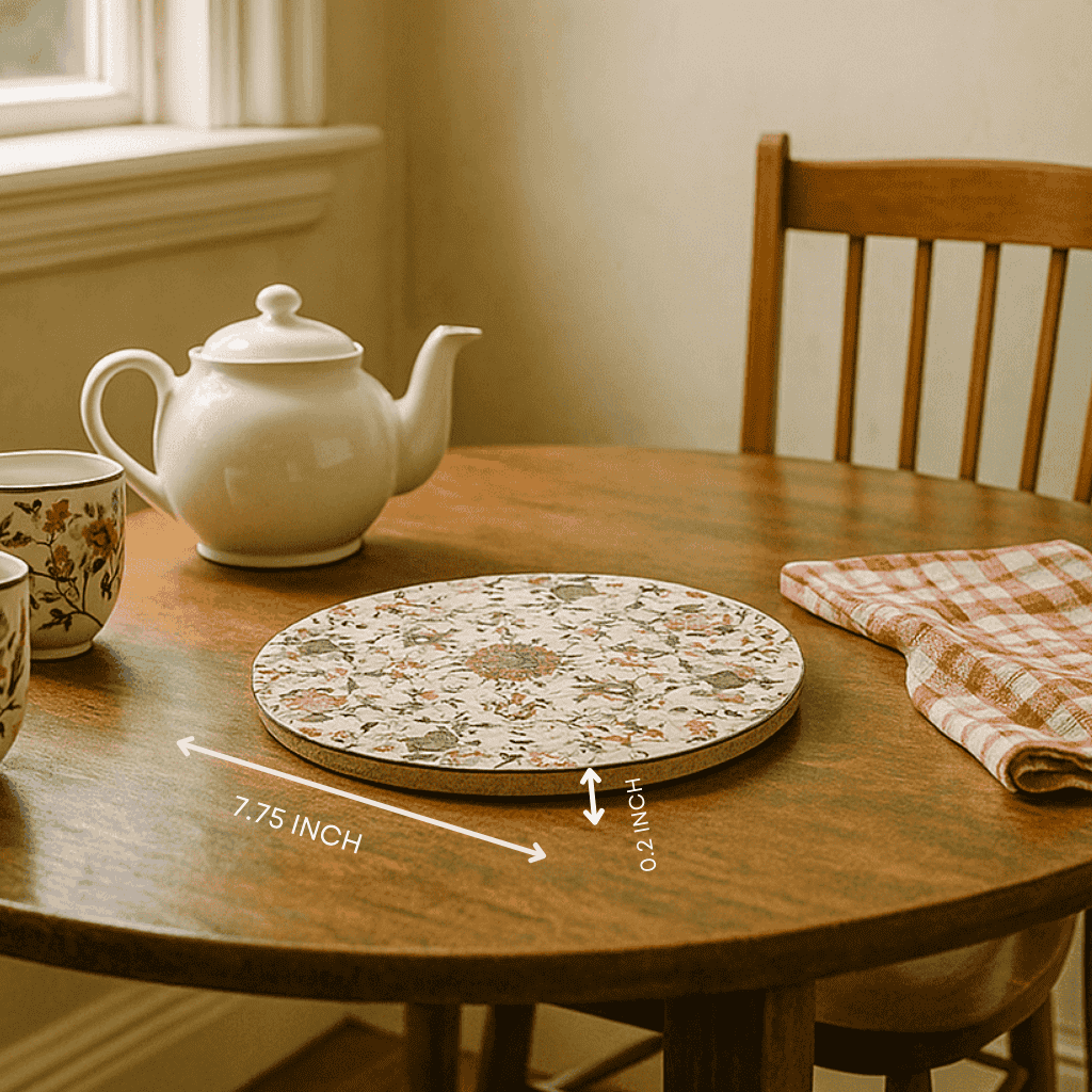 Vintage trivet cork base detail