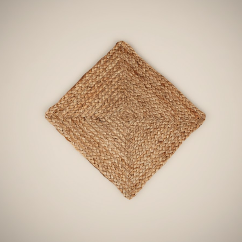 Braided jute placemats at an angle