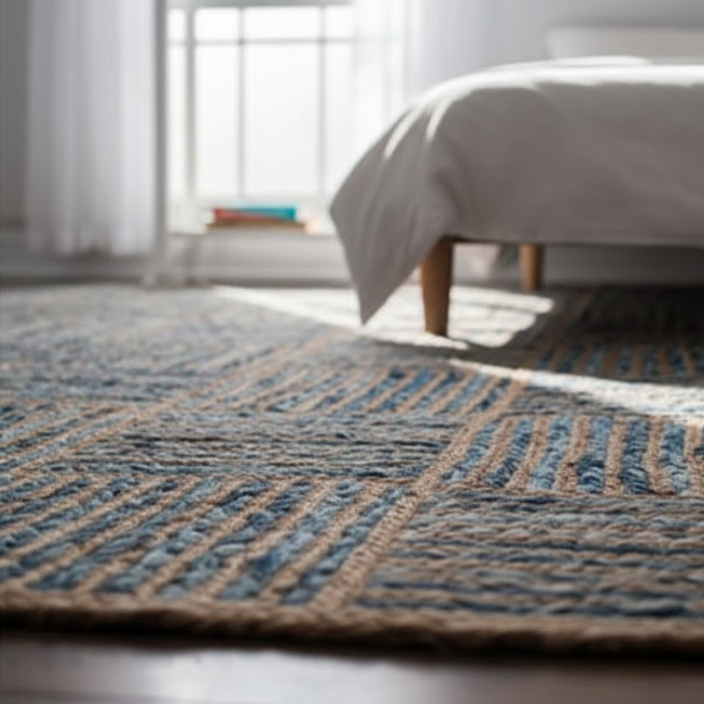 Close-up of the handwoven cotton and jute weave