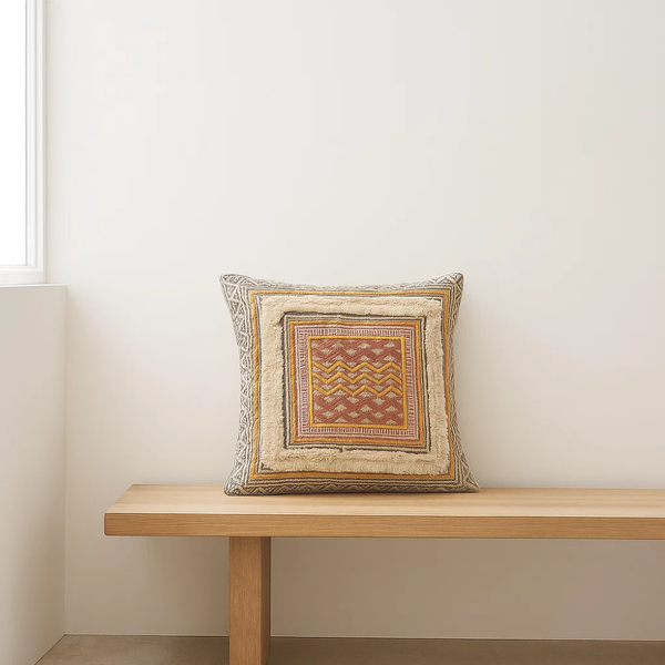 Hand Block Printed Cushion Cover | Cotton Geometric Boho Decor
