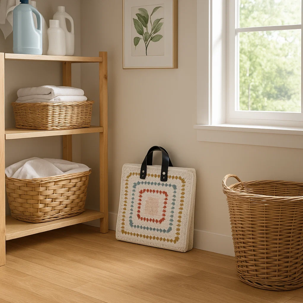 Foldable storage hamper with items