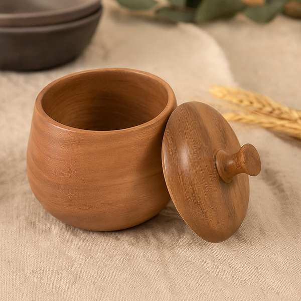 Acacia Wood Jar | Hand Turned with Lid | Gleemium