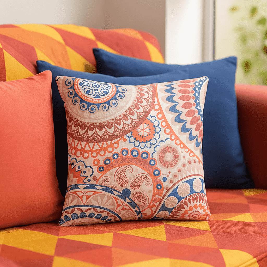 Polyester cushion cover concealed zip detail
