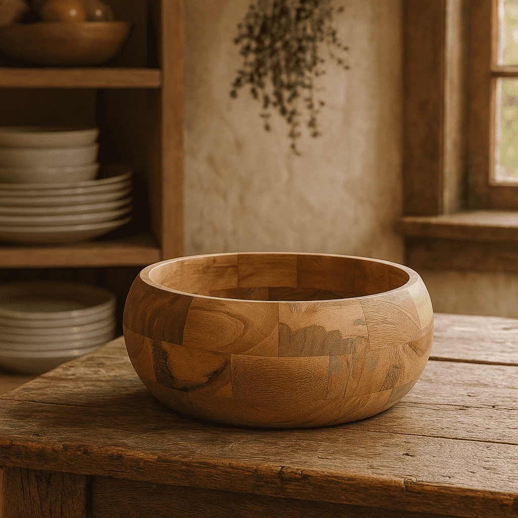 Minimalist salad bowl at an angle