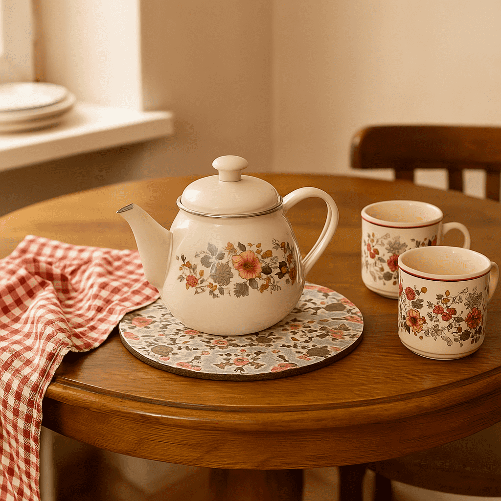 Vintage trivet in use under a pot