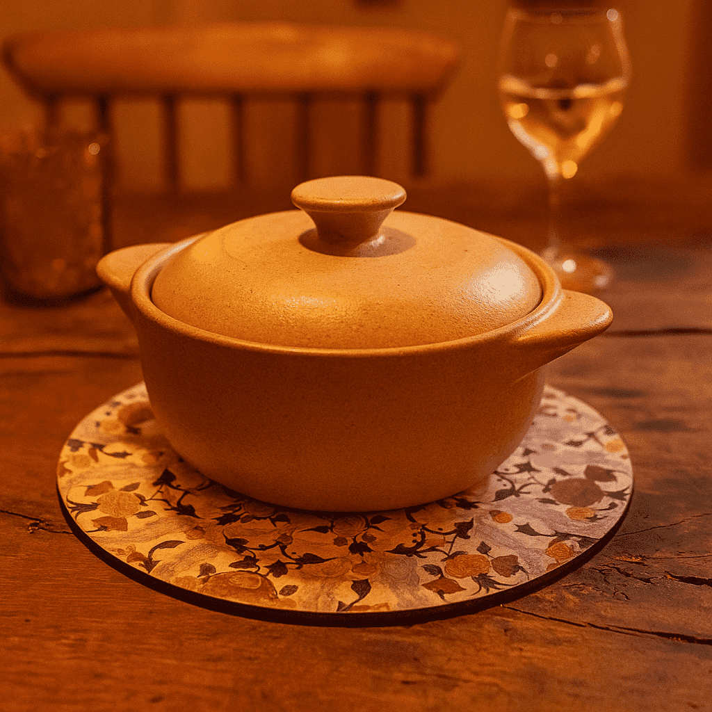 Vintage trivet at an angle