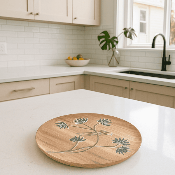 Bird Wood Plate Medium | Acacia Bird on a Branch | Gleemium