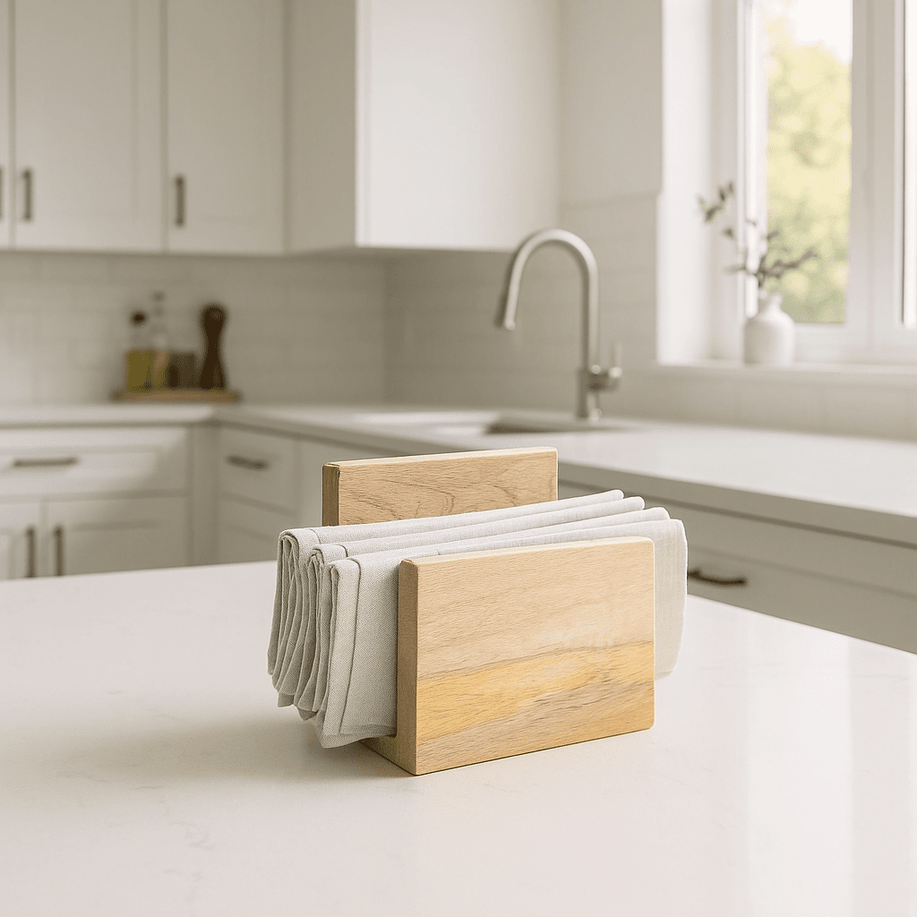 Mango wood napkin holder handcrafted by Gleemium