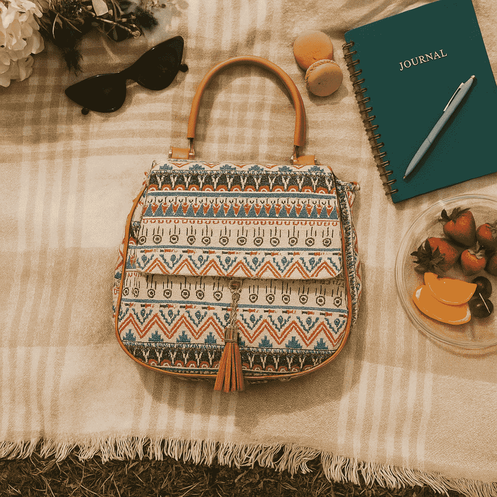 Boho Printed Handbag – Artisan Cotton Sling