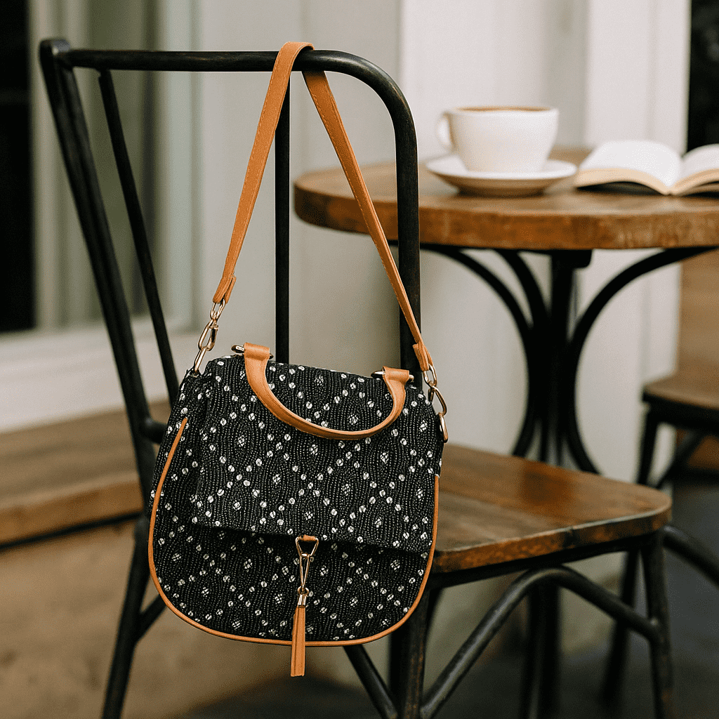 Bandhani Printed Handbag with Tassel