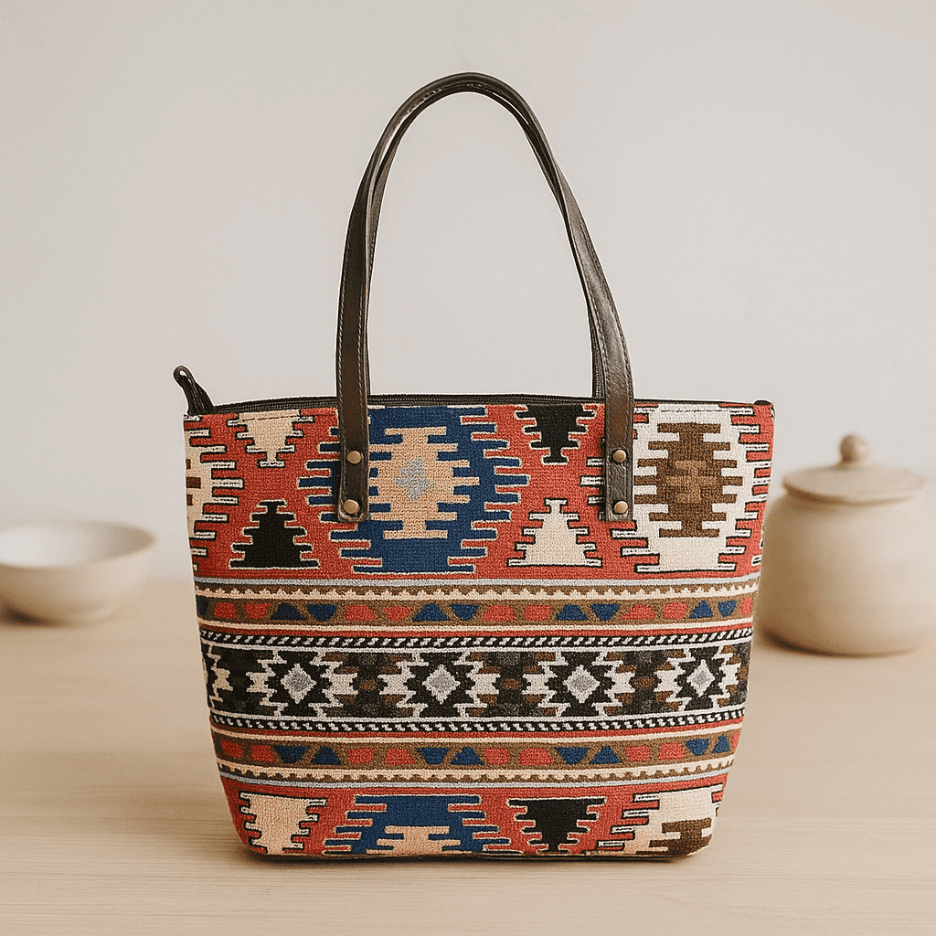 Jacquard Tote, Sling & Wallet Set – Handwoven Cotton